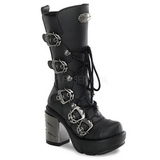 Black 9 cm SINISTER-203 womens buckle boots with platform