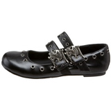 Black DAISY-03 gothic mary jane ballerina shoes flat heels