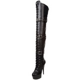 Black Konstldere 15,5 cm DELIGHT-3028 High Heeled Overknee Boots