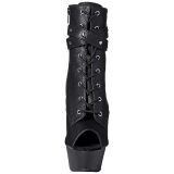 Black Konstldere 15 cm DELIGHT-1033 Open Toe Platform Ankle Calf Boots