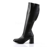 Black Leatherette 7,5 cm GOGO-300WC knee high womens boots with wide calf