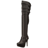 Black Leatherette Wide Calf 13 cm CHLOE-308 Overknee Boots