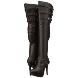 Black Leatherette Wide Calf 13 cm CHLOE-308 Overknee Boots