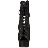 Black Matte 15,5 cm DELIGHT-1016 Open Toe Platform Ankle Calf Boots