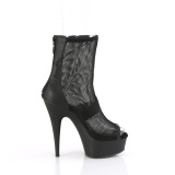 Black Mesh 15 cm Pleaser Platform Ankle Calf Boots