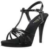 Black Shiny 12 cm FLAIR-420 Womens High Heel Sandals