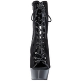 Black Shiny 15,5 cm DELIGHT-1016 Open Toe Platform Ankle Calf Boots