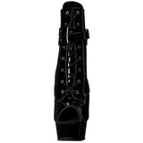 Black Shiny 15 cm DELIGHT-1033 Open Toe Platform Ankle Calf Boots