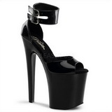 Black Shiny 20 cm XTREME-875 Platform High Heels Shoes