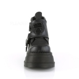Black Vegan 12 cm STOMP-15 lolita ankle boots wedge platform