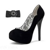 Black Velvet 14,5 cm Burlesque TEEZE-11 Platform Pumps Shoes