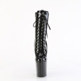 Black glitter 20 cm high heels ankle boots platform