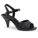 Black glitter 8 cm Fabulicious BELLE-309G low heeled sandals