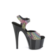 Black high heels 18 cm ADORE-708N-LTP JELLY-LIKE stretch material platform high heels