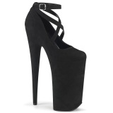Black vegan suede 25,5 cm BEYOND-087FS extrem platform high heels pumps