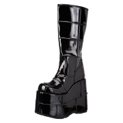 Black vinyl 18 cm STACK-301 demonia boots - unisex cyberpunk boots