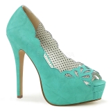 Blue Leatherette 13,5 cm BELLA-30 womens peep toe pumps shoes