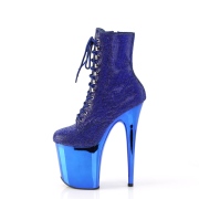 Blue rhinestones 20 cm FLAMINGO-1020CHRS pleaser high heels ankle boots