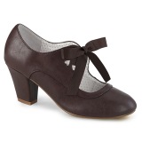 Brown 6,5 cm WIGGLE-32 retro vintage cuben heels maryjane pumps