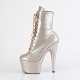 Champagne glitter 18 cm high heels ankle boots platform