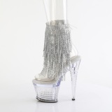 Clear 18 cm SPECTATOR-1017RSF fringe ankle boots high heels