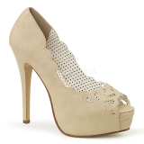 Cream Leatherette 13,5 cm BELLA-30 womens peep toe pumps shoes