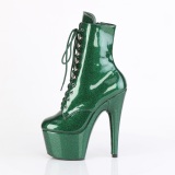 Emerald Green glitter 18 cm high heels ankle boots platform