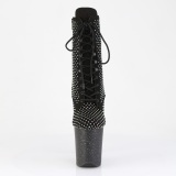 FLAMINGO-1020RM 20 cm pleaser hgklackade boots strass svart
