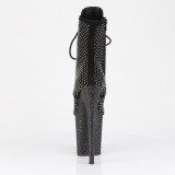FLAMINGO-1020RM 20 cm pleaser hgklackade boots strass svart