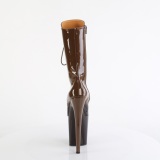 FLAMINGO-1054DC - 20 cm platform high heel boots patent coffee