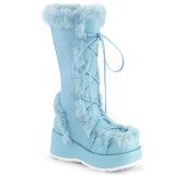 Fur boots 7 cm CUBBY-311 goth lace up platform boots blue