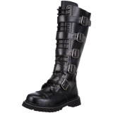 Genuine leather RIOT-18BK demonia boots - unisex steel toe combat boots