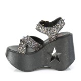Glitter 13 cm DemoniaCult DYNAMITE-02 lolita sandaler med kilklack