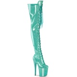 Glitter 20 cm ADORE-3020GP Green thigh high boots with laces high heels