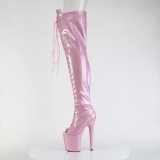 Glitter 20 cm PEEP TOE Rose thigh high boots with laces high heels