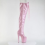 Glitter 20 cm PEEP TOE Rose thigh high boots with laces high heels