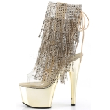 Gold 18 cm ADORE-1017RSF womens fringe ankle boots high heels