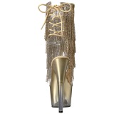 Gold 18 cm ADORE-1017RSFT womens fringe ankle boots high heels