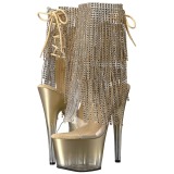 Gold 18 cm ADORE-1017RSFT womens fringe ankle boots high heels
