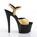 Gold 18 cm SKY-309HG Hologram platform high heels shoes