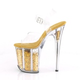 Gold 20 cm FLAMINGO-808GF glitter platform high heels shoes