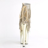 Gold 20 cm XTREME-1017RSF womens fringe ankle boots high heels