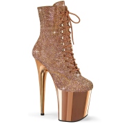 Gold Rose rhinestones 20 cm FLAMINGO-1020CHRS pleaser high heels ankle boots
