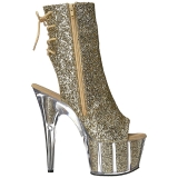 Gold glitter 18 cm ADORE-1018G womens platform soled ankle boots