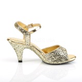 Gold glitter 8 cm Fabulicious BELLE-309G low heeled sandals