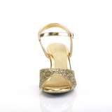 Gold glitter 8 cm Fabulicious BELLE-309G low heeled sandals