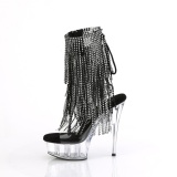 Gray 15 cm DELIGHT-1017RSF fringe ankle boots high heels