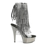Gray 15 cm DELIGHT-1017RSF womens fringe ankle boots high heels