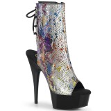 Gray transparent 15 cm DELIGHT-1018SP Exotic stripper ankle boots