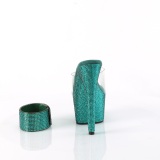 Green 18 cm 712RS pleaser high heels with ankle cuff rhinestone platform